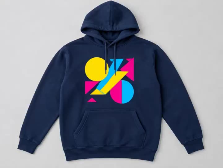 Navy hoodie with a full-color DTF print